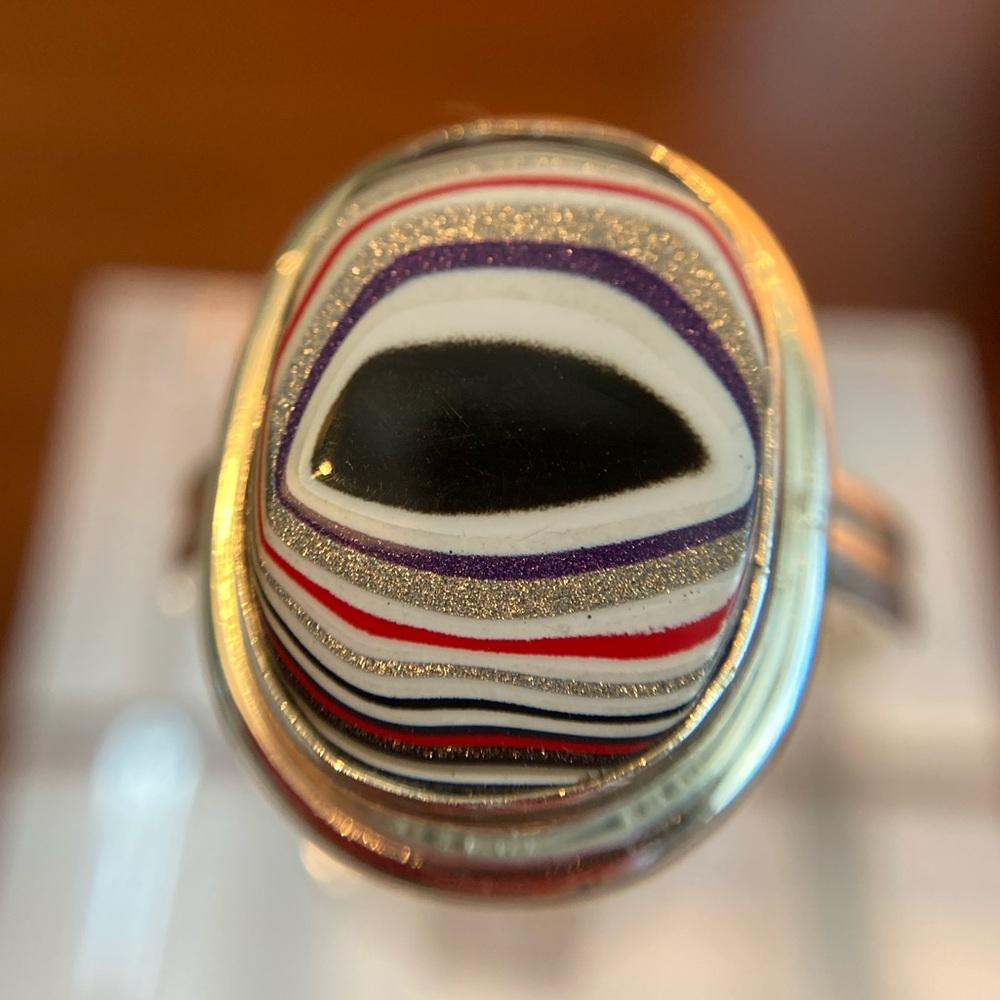 Fordite Sterling silver ring